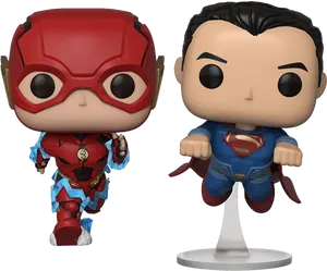 Flashand Superman Funko Pop Figures PNG image