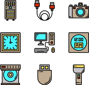 Flat Design Electronics Icons PNG image