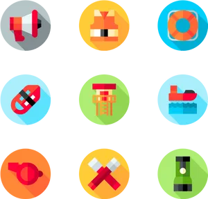 Flat Design Summer Icons PNG image