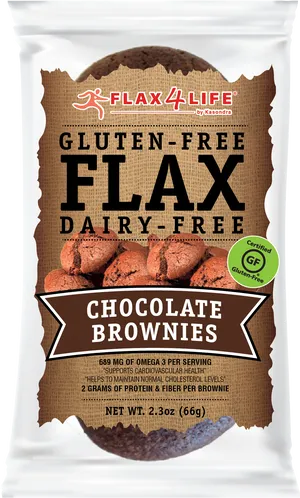 Flax4 Life Gluten Free Dairy Free Chocolate Brownies Package PNG