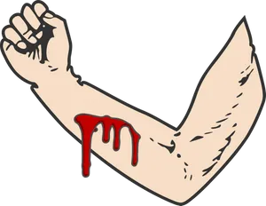 Flexed Arm With Dripping Blood Illustration PNG image