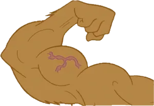 Flexing Muscular Arm Cartoon PNG image