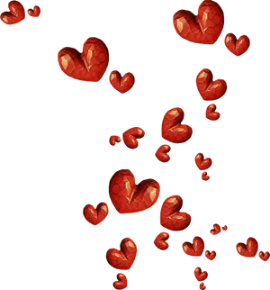 Floating Crystal Red Hearts