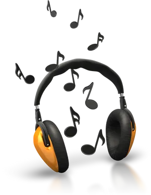 Floating Headphoneswith Musical Notes PNG image