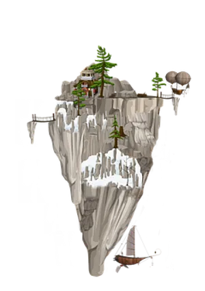 Floating_ Island_with_ House_and_ Airship