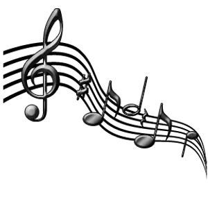 Floating Musical Notes Black Background PNG image