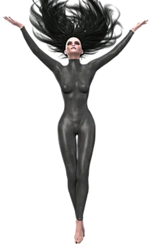 Floating Silver Figure Art PNG image