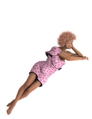 Floating Womanin Pink Dress
