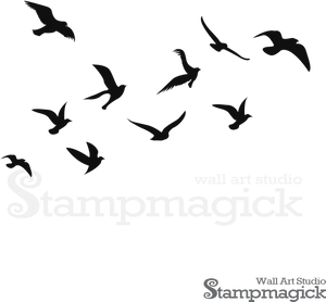 Flock_of_ Birds_ Silhouette_ Art PNG image