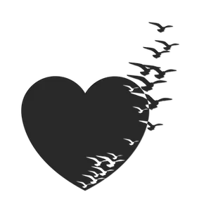 Flockof Birds Escaping Heart Silhouette PNG image