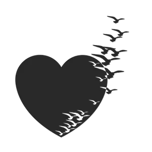Flockof Birds Escaping Heart Silhouette