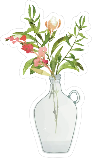 Floral Arrangementin Clear Vase PNG