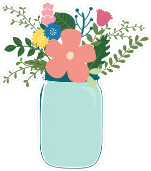 Floral Arrangementin Mason Jar PNG image