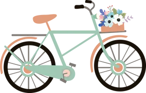 Floral Basket Bicycle Illustration