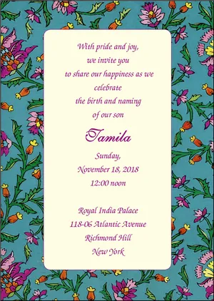 Floral Birth Announcement Invitation PNG image