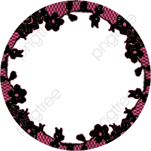 Floral Black Pink Circle Frame PNG image