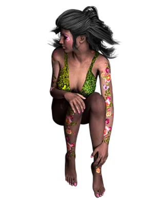Floral Body Art3 D Model