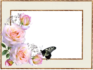 Floral_ Border_ Design_with_ Butterfly PNG image