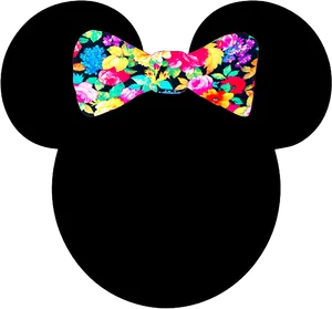 Floral Bow Minnie Silhouette PNG image