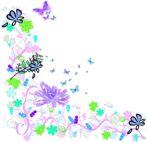 Floral Butterfly Graphic Border PNG image