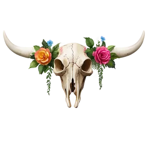 Floral Cow Skull Decoration Png 30 PNG image