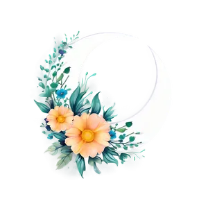 Floral Crescent Moon Art Png Ndn PNG image