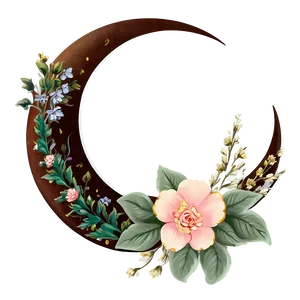 Floral Crescent Moon Art PNG Yhi PNG