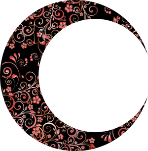 Floral Crescent Moon Design PNG image