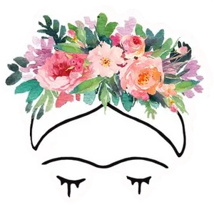 Floral Crown Closed Eyes Sticker PNG image