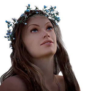 Floral Crown Woman Gazing Upward
