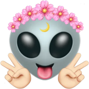 Floral Crowned Alien Emoji PNG image