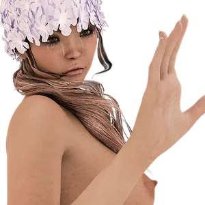 Floral Crowned Woman Gazing