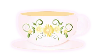 Floral Decorated Cupand Saucer PNG image