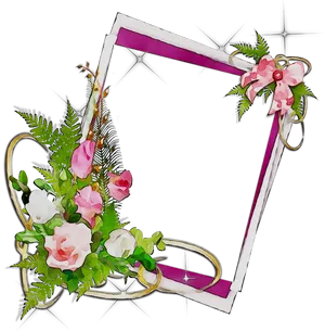 Floral Decorated Photo Frame PNG