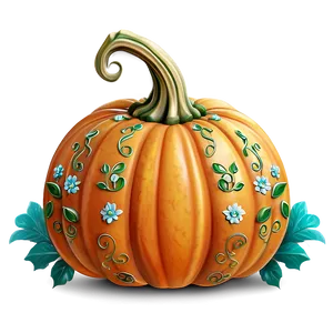 Floral Decorated Pumpkin Png Cox60 PNG image