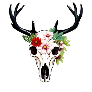 Floral Deer Skull Graphic Png 06132024 PNG image