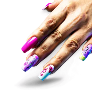 Floral Design Acrylic Nails PNG Ebe