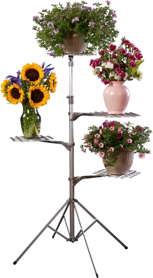 Floral Display Stand_ Mixed Bouquets PNG image