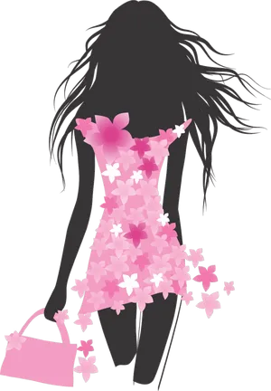 Floral Dress Fashion Silhouette PNG image