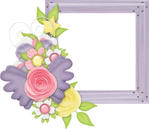 Floral Embellished Photo Frame PNG