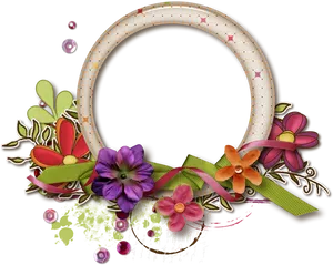 Floral Embellished Round Frame PNG image