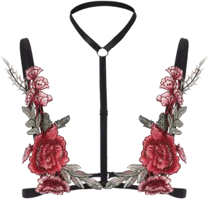 Floral Embroidered Lingerie Harness PNG image