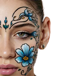 Floral Face Tattoo Png 64 PNG image