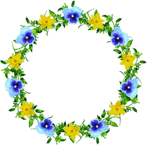 Floral_ Frame_ Circle_ Yellow_ Blue_ Flowers PNG image