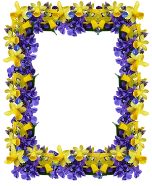 Floral Frame Yellowand Purple Flowers PNG