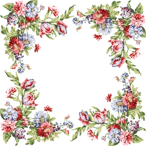 Floral Frameon Black Background PNG