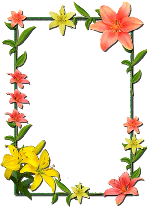 Floral Frameon Black Background PNG image