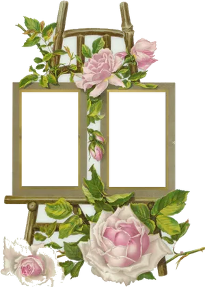 Floral Framewith Blank Spaces PNG image