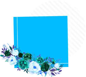 Floral Framewith Striped Circle Background PNG