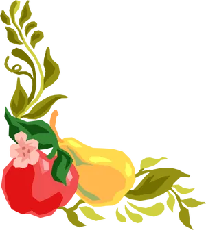 Floral Fruit Corner Design Vector PNG image